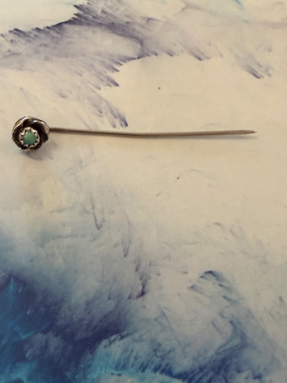 Vintage Sterling and Turquoise Stick Hat Pin